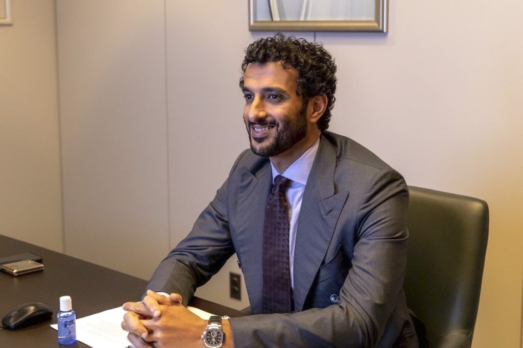 H.E. Abdulla bin Touq Al Marri discussing UAE GDP growth and economic transformation